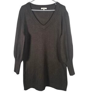 Madewell Merino Wool Sweater Dress Bubble Sleeve Heather Fog Gray XXL K5381